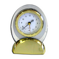 Oval Quartz Movement Alarm Clock w/ Sweep Second Hand-GOLD